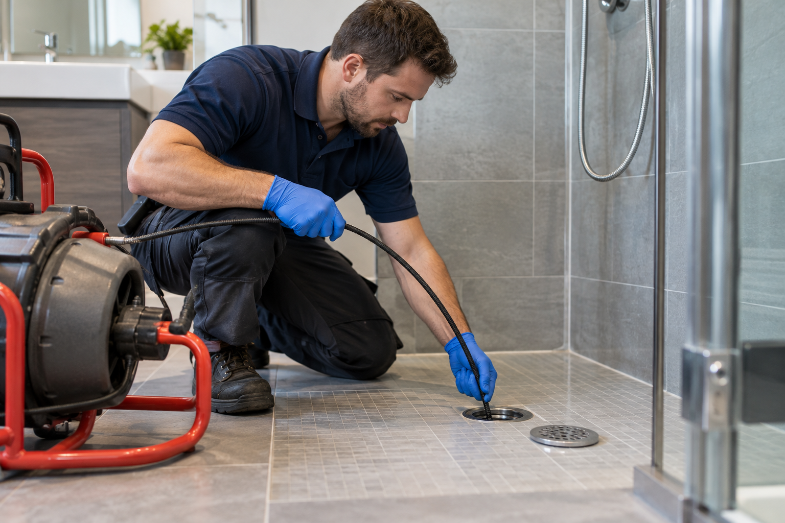 Illustrative professional shower drain cleaning