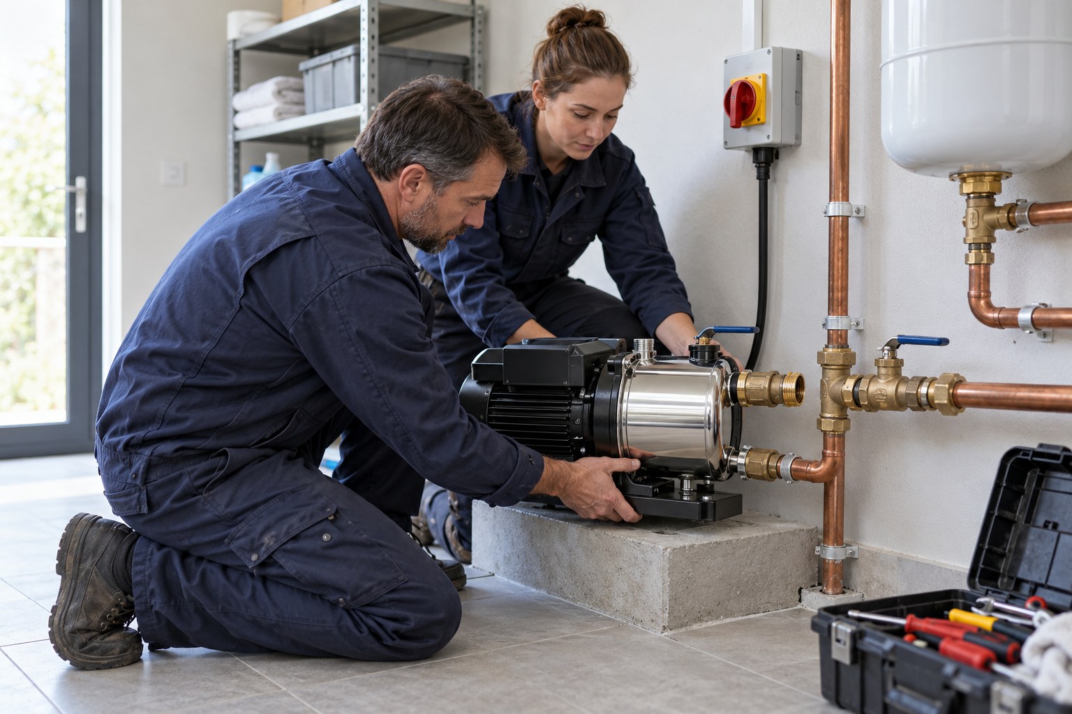 Illustrative professional electric water-pump replacement