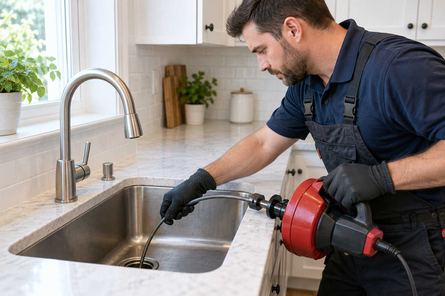 Illustrative professional kitchen drain cleaning