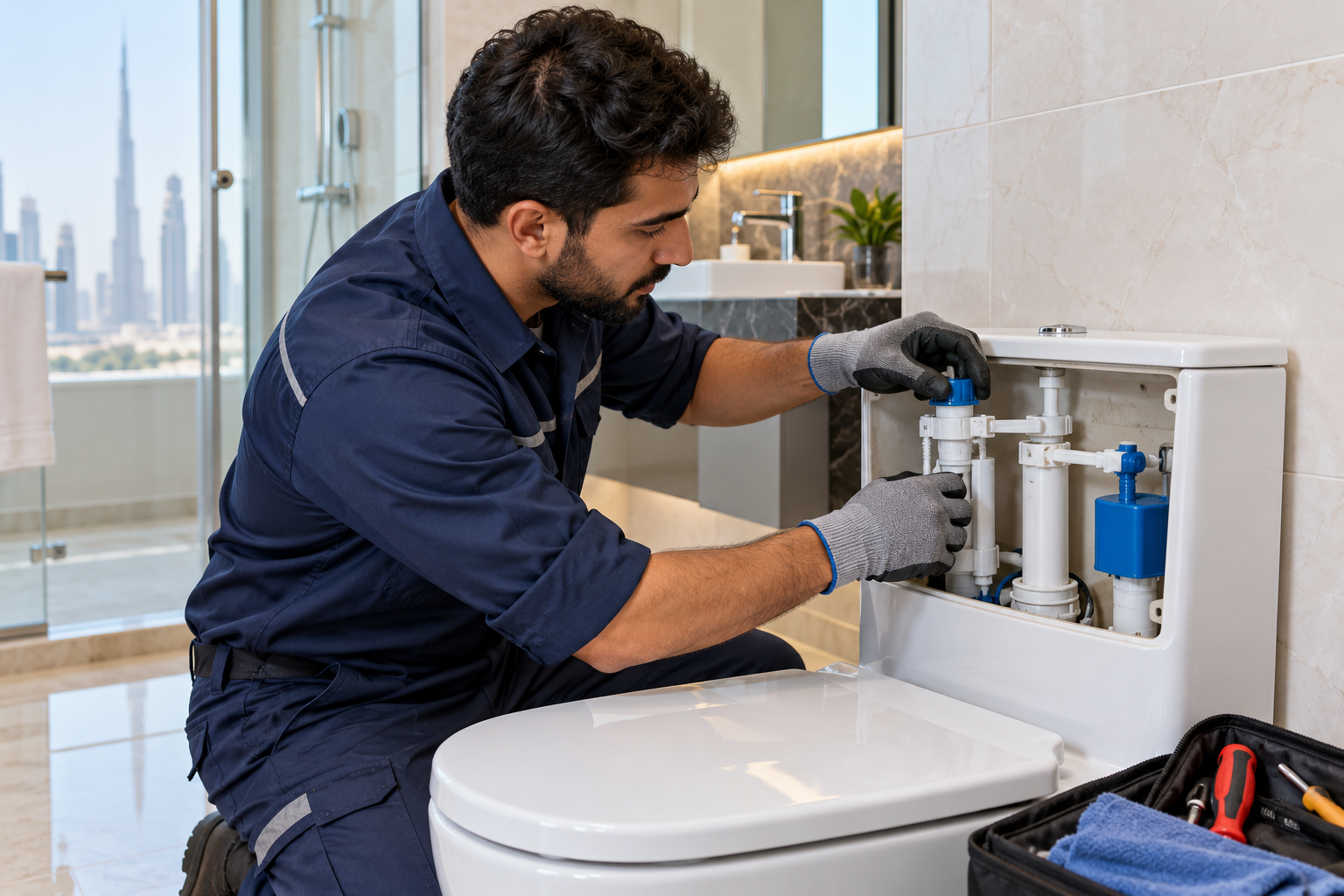 Illustrative professional toilet & flush repair